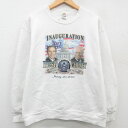 【中古】古着 長袖スウェット メンズ 00年代 00s ジョージWブッシュ ディックチェイニー 大統領 ワシントンDC クルーネック 丸首 白 ホワイト Lサイ...