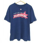 【中古】古着 マジェスティック 半袖Tシャツ メンズ MLB ナショナル アンドリューマカッチェン 22 コットン クルーネック 丸首 紺 ネイビー メジャーリーグ ベースボール 野球 Lサイズ 中古 中古メンズ半袖プリントキャラクター