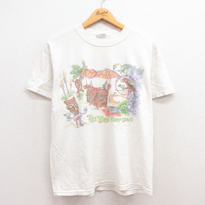 【中古】古着 半袖 ビンテージ ヴィンテージ ロックTシャツ バンドTシャツ メンズ 00年代 00s ジミーバフェット コットン クルーネック 丸首 白 ホワイト Lサイズ 中古 | 春夏 春物 春服 秋冬 秋物 秋服 メンズファッション ロンT カットソー ロンティー ロングT ロン 2OF