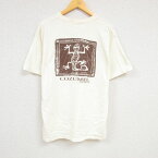 【中古】古着 半袖Tシャツ メンズ コスメル メキシコ クルーネック 丸首 生成り Lサイズ 中古 中古メンズ半袖プリントキャラクター