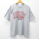 【中古】古着 半袖 ビンテージ ヴィンテージTシャツ メンズ 00年代 00s ネバダ大学ラスベガス校 UNLV 大きいサイズ 2L LL ビッグシルエット ゆったり ビッグサイズ オーバーサイズ クルーネック 丸首 グレー 霜降り XLサイズ 中古 | 春夏 夏物 夏服 ヴィンテージTシャ