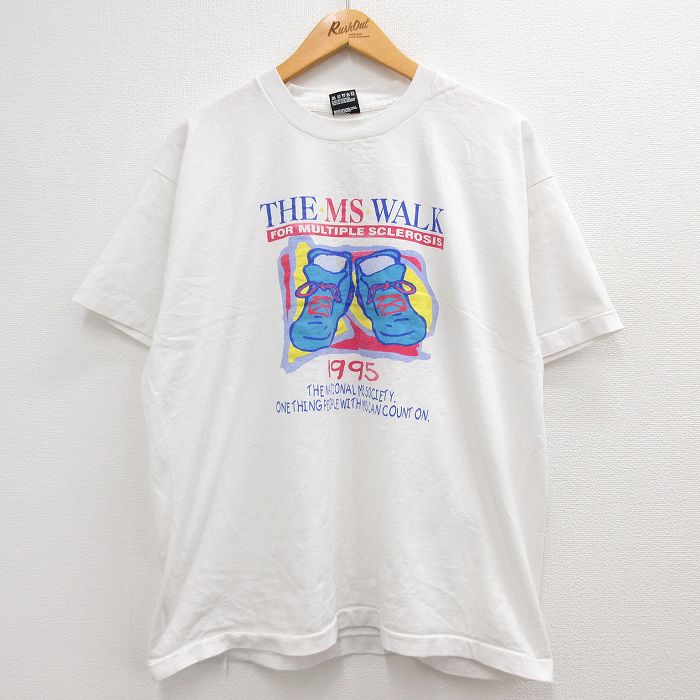 楽天古着屋RushOut【中古】古着 半袖 ビンテージ ヴィンテージTシャツ メンズ 90年代 90s 靴 企業広告 大きいサイズ 2L LL ビッグシルエット ゆったり ビッグサイズ オーバーサイズ クルーネック 丸首 USA製 アメリカ製 白 ホワイト XLサイズ 中古 | 春夏 夏物 夏服 ヴィンテージTシャツ 2OF