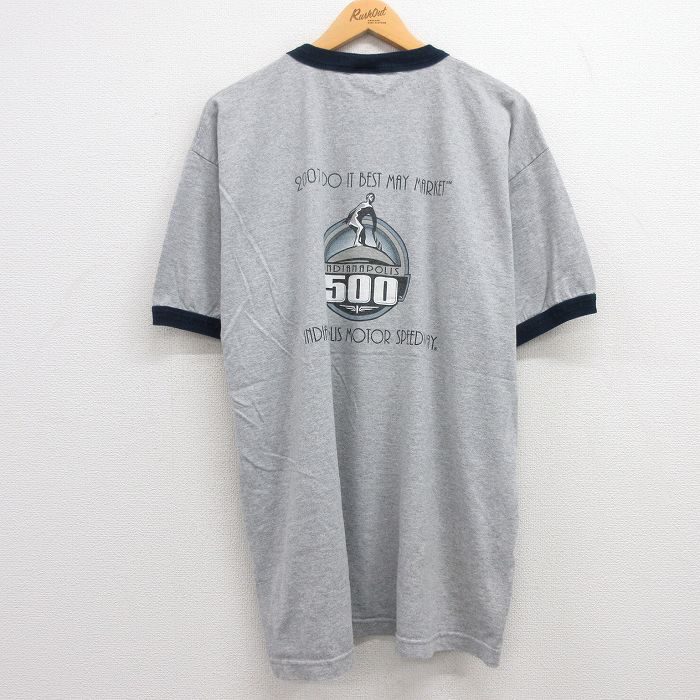 【中古】古着 半袖 ビンテージ ヴィンテージTシャツ メンズ 00年代 00s インディアナポリス モーター スピードウェイ クルーネック 丸首 グレー 霜降り リンガー 【spe】 XLサイズ 中古 | 春夏 夏物 夏服 メンズファッション カットソー ティーシャツ ティシャツ メン 2OF