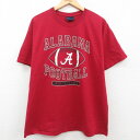 楽天古着屋RushOut【中古】古着 半袖 ビンテージ ヴィンテージTシャツ メンズ 00年代 00s ALABAMA フットボール コットン クルーネック 丸首 エンジ XLサイズ 中古 | 春夏 夏物 夏服 ヴィンテージTシャツ メンズファッション カットソー ティーシャツ ティシャツ メンズTシャツ 半袖Tシ