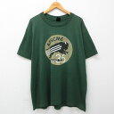【中古】古着 半袖 ビンテージ ヴィンテージTシャツ メンズ 90年代 90s バッファロー AFSCME 大きいサイズ 2L LL ビッグシルエット ゆったり ビッグサイズ オーバーサイズ クルーネック 丸首 濃緑 グリーン XLサイズ 中古 | 春夏 夏物 夏服 ヴィンテージTシャ