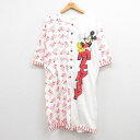 【中古】古着 半袖 ツナギ レディース 90年代 90s ディズニー DISNEY ミッキー MICKEY MOUSE 大きいサイズ 2L LL ビッグシルエット ゆったり ビッグサイズ オーバーサイズ 白他 ホワイト 【spe】 中古 オールインワン | 春夏 春物 春服 夏物 夏服 半ズボン カジュアル