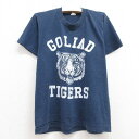 【中古】古着 半袖Tシャツ キッズ ボーイズ 子供服 80年代 80s GOLIAD タイガー クルーネック 丸首 紺 ネイビー 霜降り | 春夏 春物 春服 秋冬 秋物 秋服 女の子 子ども服 こども服 カジュアル ファッション おしゃれ かわいい