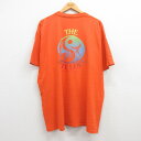 【中古】古着 半袖 ビンテージ ヴィンテージTシャツ メンズ 90年代 90s 陰陽 龍 大きいサイズ 2L LL ビッグシルエット ゆったり ビッグサイズ オーバーサイズ クルーネック 丸首 オレンジ XLサイズ 中古 | 春夏 夏物 夏服 ヴィンテージTシャツ メンズファッシ