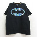 【中古】古着 半袖Tシャツ キッズ ボーイズ 子供服 DCコミックス バットマン BATMAN コットン クルーネック 丸首 黒 ブラック | 春夏 春物 春服 秋冬 秋物 秋服 女の子 子ども服 こども服 カジュアル ファッション おしゃれ かわいい 3OF