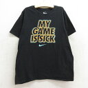 【中古】古着 ナイキ NIKE 半袖Tシャツ キッズ ボーイズ 子供服 ワンポイントロゴ GAME クルーネック 丸首 黒 ブラック | 春夏 春物 春服 秋冬 秋物 秋服 女の子 子ども服 こども服 カジュアル ファッション おしゃれ かわいい 3OF