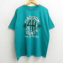 【中古】古着 半袖 ビンテージ ヴィンテージTシャツ メンズ 90年代 90s MADISON COUNTY クローバー 大きいサイズ 2L LL ビッグシルエット ゆったり ビッグサイズ オーバーサイズ クルーネック 丸首 緑 グリーン XLサイズ 中古 | 春夏 夏物 夏服 ヴィンテージT