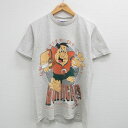 古着 半袖 ビンテージ ヴィンテージTシャツ メンズ 90年代 90s アニメ 原始家族フリントストーン 両面プリント コットン クルーネック 丸首 USA製 アメリカ製 薄グレー 霜降り  Mサイズ 中古 551180