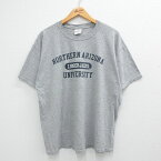 【中古】古着 半袖 ビンテージ ヴィンテージTシャツ メンズ 00年代 00s ノーザンアリゾナ大学 大きいサイズ 2L LL ビッグシルエット ゆったり ビッグサイズ オーバーサイズ コットン クルーネック 丸首 グレー 霜降り XLサイズ 中古 | 春夏 夏物 夏服 ヴィンテージTシ