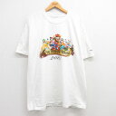 古着 半袖 ビンテージ ヴィンテージTシャツ メンズ 00年代 00s ディズニー DISNEY ミッキー MICKEY MOUSE ミニー ドナルド 大きいサイズ 2L LL ビッグシルエット ゆったり ビッグサイズ オーバーサイズ クルーネック 丸首 白 ホワイト XLサイズ 中古 551180