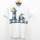 【中古】古着 半袖 ビンテージ ヴィンテージTシャツ メンズ 90年代 90s 灯台 ヨット 刺繍 クルーネック 丸首 薄グレー 霜降り他 Mサイズ 中古 | 春夏 夏物 夏服 ヴィンテージTシャツ メンズファッション カットソー ティーシャツ ティシャツ メンズTシャツ 半