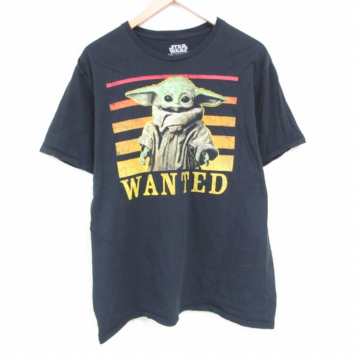 古着 半袖Tシャツ メンズ ドラマ スターウォーズ STAR WARS マンダロリアン ザチャイルド グローグー コットン クルーネック 丸首 黒 ブラック XLサイズ 中古 中古メンズ半袖プリントキャラクター