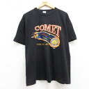 【中古】古着 半袖 ビンテージ ヴィンテージTシャツ メンズ 80年代 80s COMET コットン クルーネック 丸首 USA製 アメリカ製 黒 ブラッ..