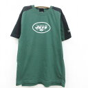 【中古】古着 リーボック REEBOK 半袖 ビンテージ ヴィンテージTシャツ キッズ ボーイズ 子供服 00年代 00s NFL ニューヨークジェッツ ツートンカラー バイカラー クルーネック 丸首 緑他 グリーン アメフト スーパーボウル | 春夏 春物 春服 秋冬 秋物 秋服