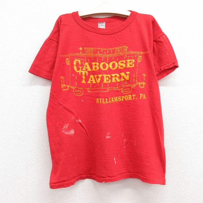 【中古】古着 半袖 ビンテージ ヴィンテージTシャツ キッズ ボーイズ 子供服 70年代 70s CABOOSE コットン クルーネック 丸首 赤 レッ..