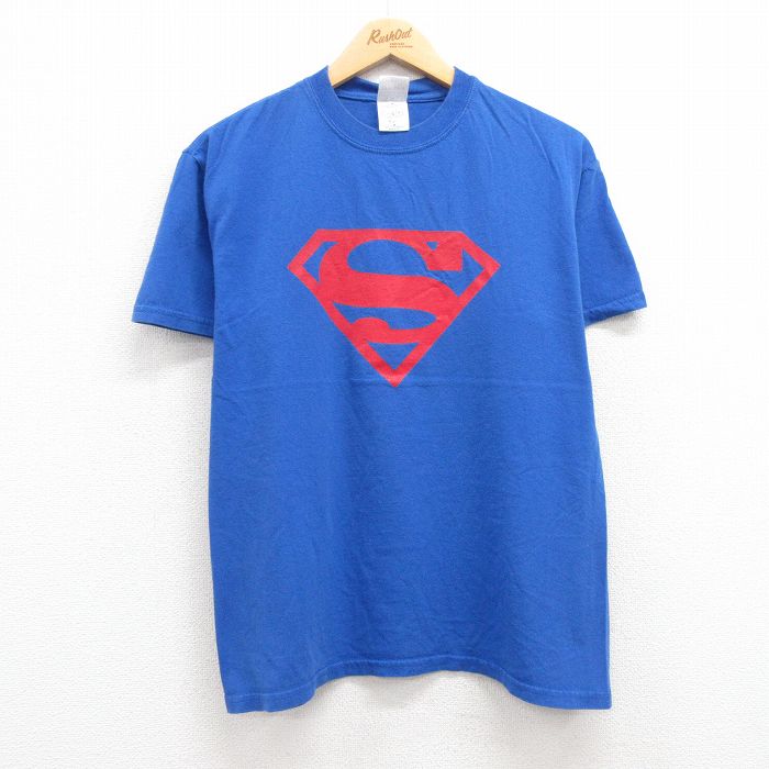 古着 半袖 ビンテージ ヴィンテージTシャツ メンズ 00年代 00s DCコミックス スーパーマン コットン クルーネック 丸首 青 ブルー Lサイズ 中古 551180 2OF