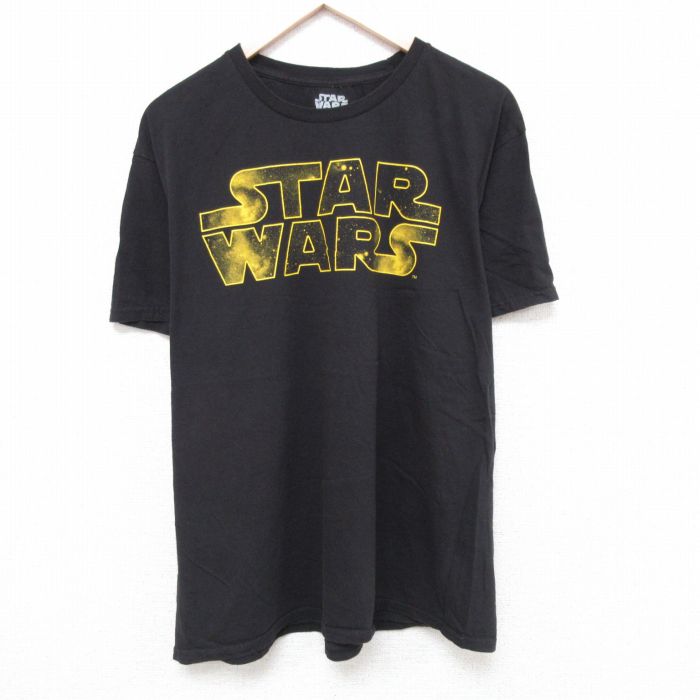 【中古】古着 半袖Tシャツ メンズ スターウォーズ STAR WARS 大きいサイズ 2L LL ビッグシルエット ゆったり ビッグサイズ オーバーサイズ コットン クルーネック 丸首 黒 ブラック XLサイズ 中古 中古メンズ半袖プリントキャラクター