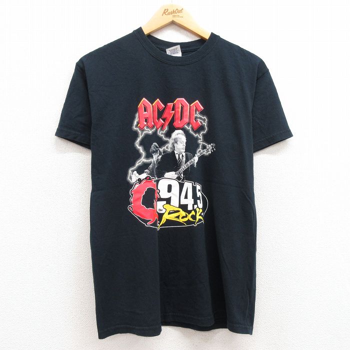 【中古】古着 半袖 ビンテージ ヴィンテージ ロックTシャツ バンドTシャツ メンズ 00年代 00s AC/DC コットン クルーネック 丸首 黒 ブラック Mサイズ 中古 | 春夏 春物 春服 秋冬 秋物 秋服 メンズファッション ロンT カットソー ロンティー ロングT ロングTシャツ ロ