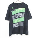 【中古】古着 半袖Tシャツ メンズ モンスターエナジー バイク 大きいサイズ 2L LL ビッグシルエット ゆったり ビッグサイズ オーバーサイズ クルーネック 丸首 黒 ブラック XLサイズ 中古 中古メンズ半袖プリントキャラクター