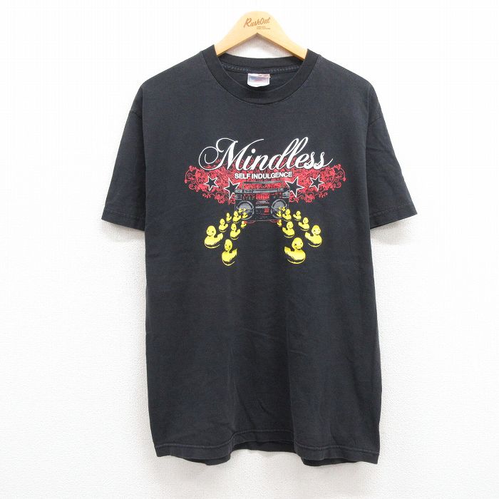 【中古】古着 半袖 ビンテージ ヴィンテージ ロックTシャツ バンドTシャツ メンズ 00年代 00s マインドレスセルフインダルジェンス コットン クルーネック 丸首 USA製 アメリカ製 黒 ブラック Lサイズ 中古 | 春夏 春物 春服 秋冬 秋物 秋服 メンズファッション ロンT 2OF