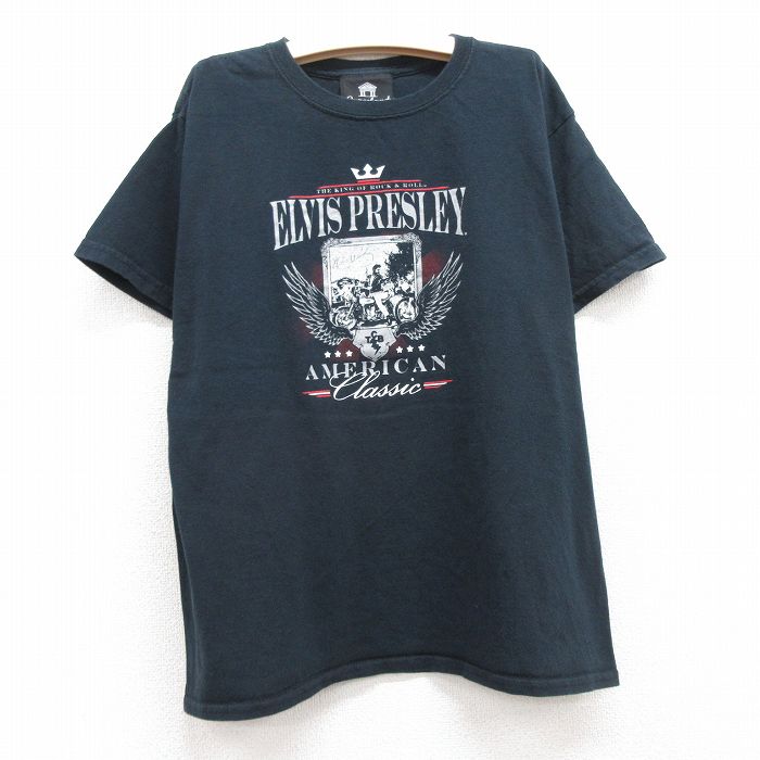 【中古】古着 半袖 ロックTシャツ バンドTシャツ キッズ ボーイズ 子供服 エルヴィスプレスリー コットン クルーネック 丸首 黒 ブラック | 春夏 春物 春服 秋冬 秋物 秋服 女の子 子ども服 こども服 カジュアル ファッション おしゃれ かわいい 2OF