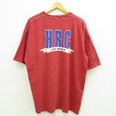 【中古】古着 半袖 ビンテージ ヴィンテージTシャツ メンズ 90年代 90s ハードロックカフェ ラスベガス 大きいサイズ 2L LL ビッグシルエット ゆったり ビッグサイズ オーバーサイズ コットン クルーネック 丸首 赤系 レッド XLサイズ 中古 | 春夏 夏物 夏服 ヴィンテ