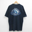 【中古】古着 半袖Tシャツ メンズ サーフィン NORTHSHORE 大きいサイズ 2L LL ビッグシルエット ゆったり ビッグサイズ オーバーサイズ コットン クルーネック 丸首 紺 ネイビー XLサイズ 中古 春夏 夏物 夏服 メンズファッション カットソー ティーシャツ ティシャ