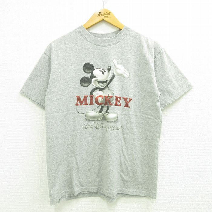 古着 半袖 ビンテージ ヴィンテージTシャツ メンズ 00年代 00s ディズニー DISNEY ミッキー MICKEY MOUSE クルーネック 丸首 グレー 霜降り Lサイズ 中古 551180