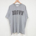 【中古】古着 チャンピオン Champion 半袖 ブランドTシャツ メンズ BROWN 大きいサイズ 2L LL ビッグシルエット ゆったり ビッグサイズ オーバーサイズ クルーネック 丸首 薄グレー 霜降り XLサイズ 中古 春夏 夏物 夏服 メンズファッション カットソー ティーシャツ