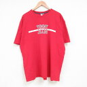 【中古】古着 トミーヒルフィガー TOMMY HILFIGER トミージーンズ 半袖 ブランドTシャツ メンズ ビッグロゴ 大きいサイズ 2L LL ビッグシルエット ゆったり ビッグサイズ オーバーサイズ コットン クルーネック 丸首 赤 レッド XLサイズ 中古 | 春夏 夏物 夏服 メンズ