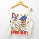 【中古】古着 ビンテージ ヴィンテージ タンクトップ メンズ 90年代 90s アンクルサムフセイン ENOUGH クルーネック 丸首 ショート丈 生成り 【s...