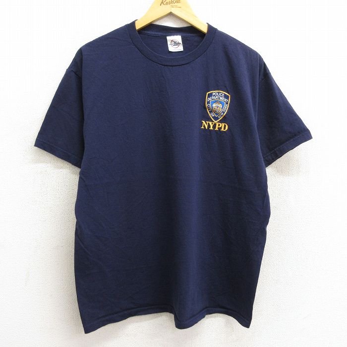 【中古】古着 半袖 ビンテージ ヴィンテージTシャツ メンズ 00年代 00s NYPD ポリス コットン クルーネック 丸首 紺 ネイビー XLサイズ 中古 春夏 夏物 夏服 ヴィンテージTシャツ メンズファッション カットソー ティーシャツ ティシャツ メンズTシャツ 半袖Tシャツ