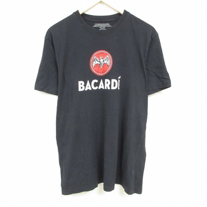 【中古】古着 半袖Tシャツ メンズ バカルディ 大きいサイズ 2L LL ビッグシルエット ゆったり ビッグサイズ オーバーサイズ コットン クルーネック 丸首 黒 ブラック XLサイズ 中古 中古メンズ半袖プリントキャラクター