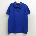 【中古】古着 ラルフローレン Ralph Lauren 半袖 ブランド ポロシャツ キッズ ボーイズ 子供服 90年代 90s ワンポイントロゴ 鹿の子 コットン 青 ブルー | 春夏 春物 春服 秋冬 秋物 秋服 女の子 子ども服 こども服 カジュアル ファッション おしゃれ かわいい 0OF