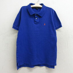 【中古】古着 ラルフローレン Ralph Lauren 半袖 ブランド ポロシャツ キッズ ボーイズ 子供服 90年代 90s ワンポイントロゴ 鹿の子 コットン 青 ブルー | 春夏 春物 春服 秋冬 秋物 秋服 女の子 子ども服 こども服 カジュアル ファッション おしゃれ かわいい