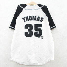 【中古】古着 半袖 ベースボールシャツ キッズ ボーイズ 子供服 00年代 00s MLB シカゴホワイトソックス フランクトーマス ラグラン ノーカラー ツートンカラー バイカラー メッシュ地 白他 ホワイト メジャーリーグ 野球 | 春夏 春物 春服 秋冬 秋物 秋服 女の子 子ど