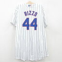 【中古】古着 マジェスティック 半袖 ベースボールシャツ キッズ ボーイズ 子供服 MLB シカゴカブス アンソニーリゾ ノーカラー メッシュ地 白他 ホワイト ストライプ メジャーリーグ 野球 | …