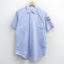 【中古】古着 半袖 ワークシャツ メンズ 80年代 80s ワッペン ロング丈 USA製 アメリカ製 薄紺 ネイビー Lサイズ 中古 トップス | 春夏 春物 ...