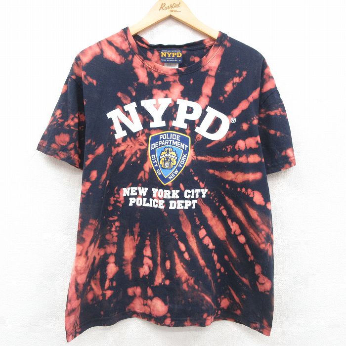 【中古】古着 半袖 ビンテージ ヴィンテージTシャツ メンズ 00年代 00s NYPD 警察署 コットン クルーネック 丸首 紺 ネイビー ブリーチ加工 XLサイズ 中古 春夏 夏物 夏服 ヴィンテージTシャツ メンズファッション カットソー ティーシャツ ティシャツ メンズTシャツ