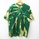 【中古】古着 ローリングス 半袖 ビンテージ ヴィンテージTシャツ メンズ 00年代 00s ワンポイントロゴ コットン クルーネック 丸首 緑 グリーン ブリーチ加工 XLサイズ 中古 | 春夏 夏物 夏服 ヴィンテージTシャツ メンズファッション カットソー ティーシャ 5OF
