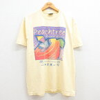 【中古】古着 半袖 ビンテージ ヴィンテージTシャツ メンズ 00年代 00s ピーチツリー ロードレース 企業広告 コットン クルーネック 丸首 薄黄 イエロー Lサイズ 中古 | 春夏 夏物 夏服 ヴィンテージTシャツ メンズファッション カットソー ティーシャツ ティシャツ メ