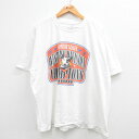 【中古】古着 半袖 ビンテージ ヴィンテージTシャツ メンズ 00年代 00s フロンティアリーグ チャンピオンズ 犬 大きいサイズ 2L LL ビッグシルエット ゆったり ビッグサイズ オーバーサイズ コットン クルーネック 丸首 白 ホワイト XLサイズ 中古 | 春夏 夏