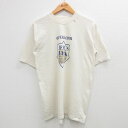 【中古】古着 半袖 ビンテージ ヴィンテージTシャツ メンズ 90年代 90s 手 メッセージ クルーネック 丸首 薄ベージュ カーキ Mサイズ 中古 | 春夏 夏物 夏服 ヴィンテージTシャツ メンズファッション カットソー ティーシャツ ティシャツ メンズTシャツ 半袖T 5OF