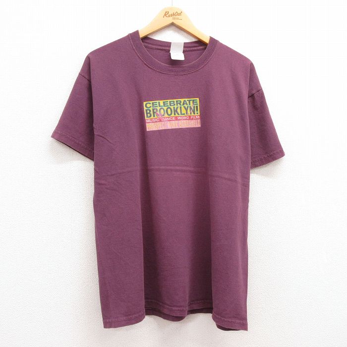 【中古】古着 半袖 ビンテージ ヴィンテージTシャツ メンズ 00年代 00s BROOKLYN コットン クルーネック 丸首 紫 パープル Lサイズ 中古 | 春夏 夏物 夏服 ヴィンテージTシャツ メンズファッション カットソー ティーシャツ ティシャツ メンズTシャツ 半袖Tシャツ 半袖