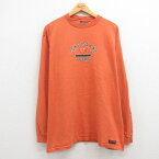 【中古】古着 ジャンスポーツ 長袖 ビンテージ ヴィンテージTシャツ メンズ 90年代 90s ロングアイランドダックス コットン クルーネック 丸首 USA製 アメリカ製 オレンジ XLサイズ 中古 | 春夏 春物 春服 秋冬 秋物 秋服 メンズファッション ロンT カットソー ロンテ