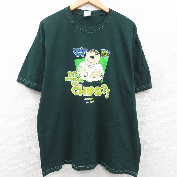 古着 半袖 ビンテージ ヴィンテージTシャツ メンズ 00年代 00s ファミリーガイ クルーネック 丸首 濃緑 グリーン XLサイズ 中古 551180 2OF